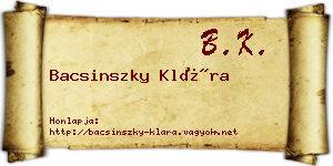 Bacsinszky Klára névjegykártya